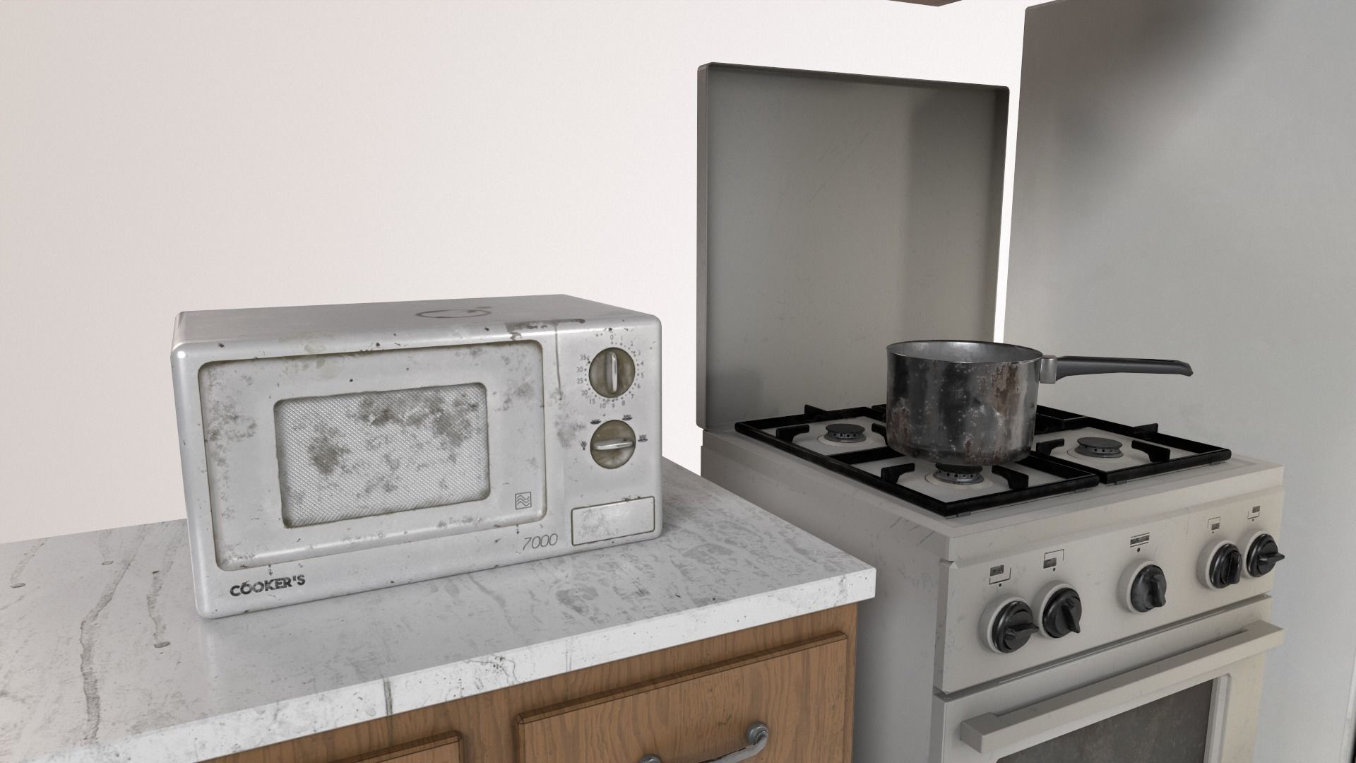 Kitchen Pack 90s Low-poly 3D model_7