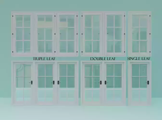 Window Set - 01 - Single Leaf - Double Leaf - Triple Leaf 