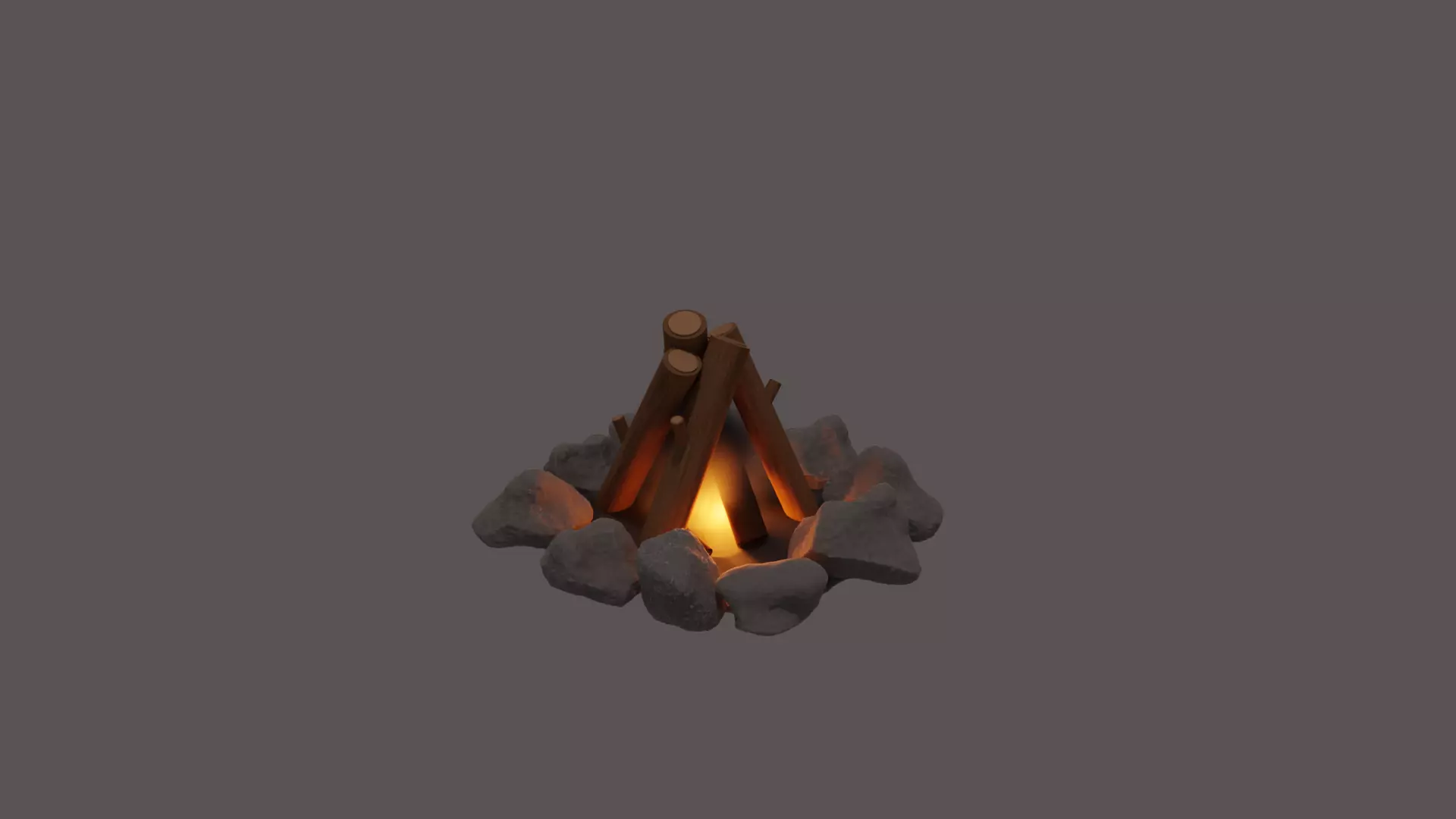 Low Poly Firepit campfire Free low-poly 3D model_0