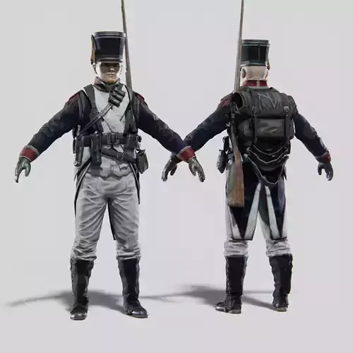 Soldier Napoleon Infantry Rigged Low-poly 3D model Soldier Napoleon Infantry Rigged Low-poly 3D model