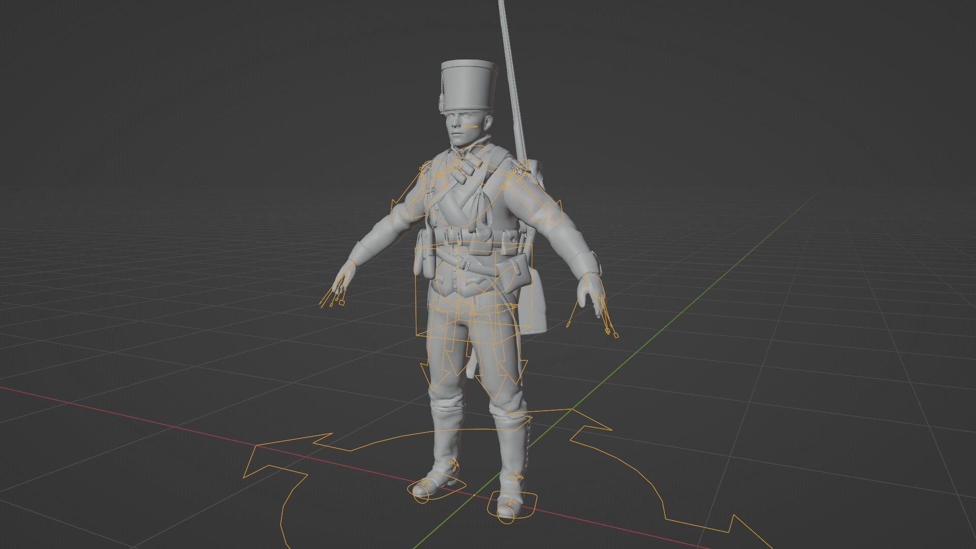Soldier Napoleon Infantry Rigged Low-poly 3D model_17