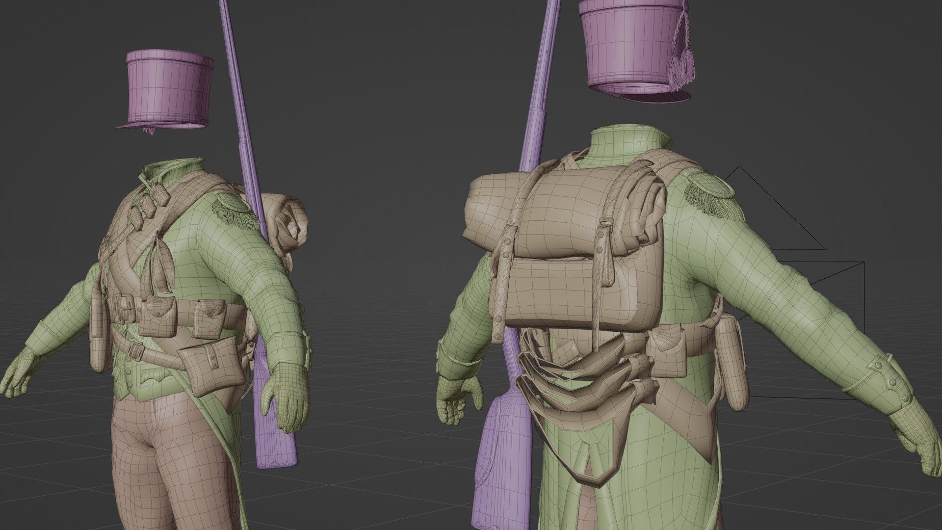 Soldier Napoleon Infantry Rigged Low-poly 3D model_24
