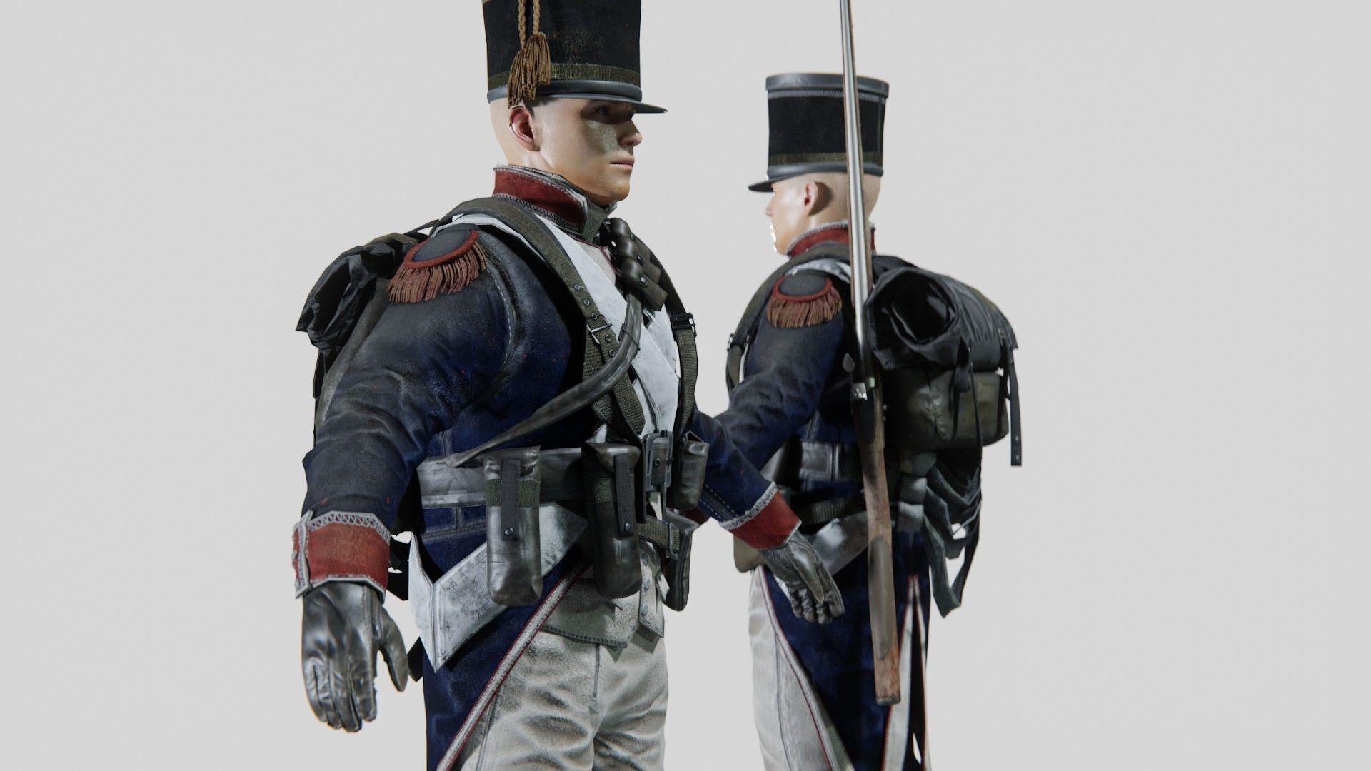 Soldier Napoleon Infantry Rigged Low-poly 3D model_6