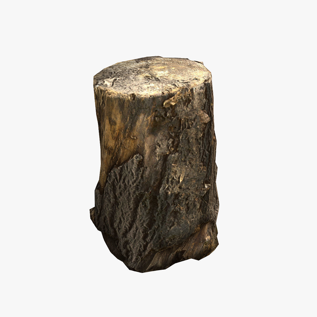 Wood Log Low-poly 3D model_4