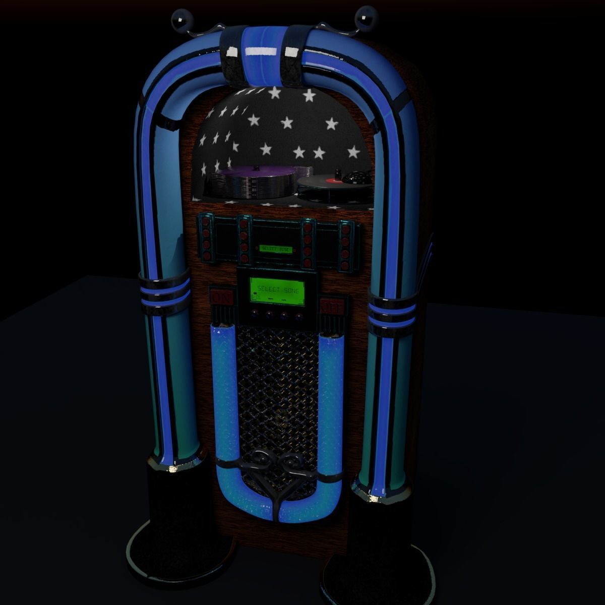 Neon Jukebox Low-poly 3D model_10