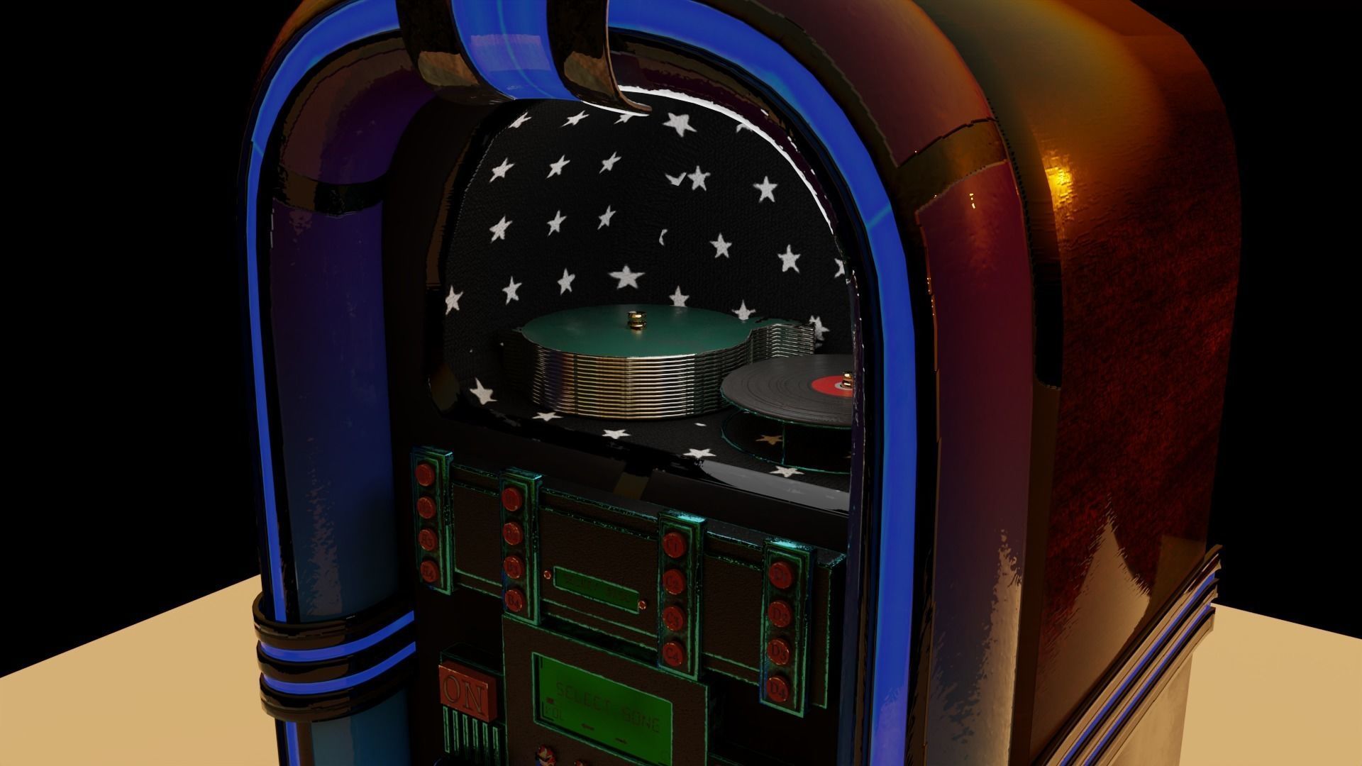 Neon Jukebox Low-poly 3D model_1