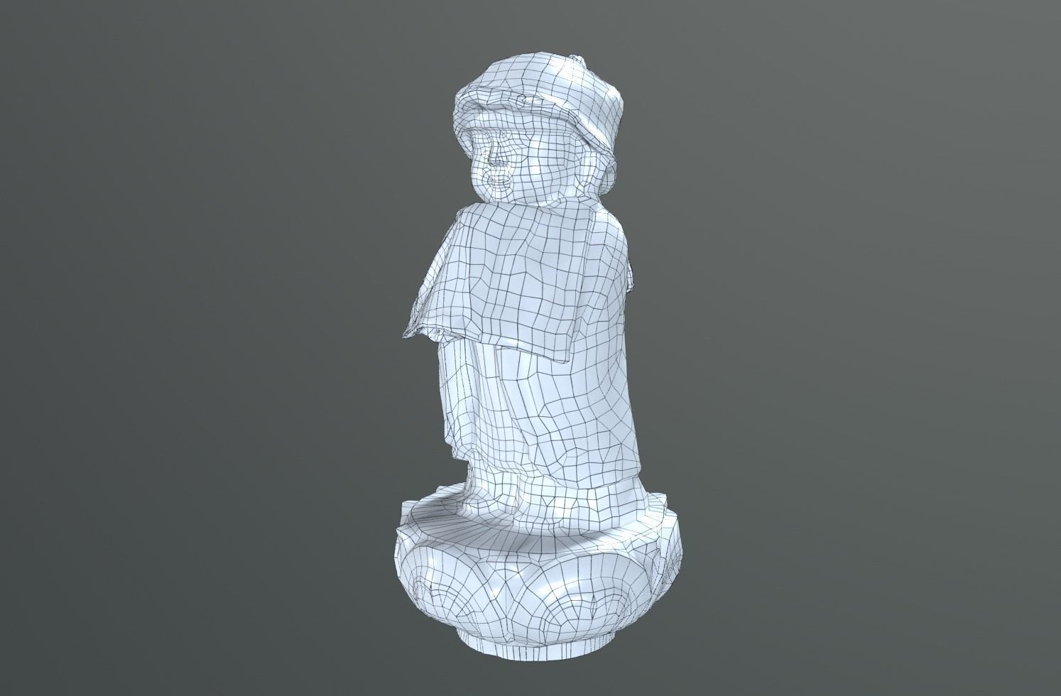 Japanese Jizo Statue Low-poly 3D model_6