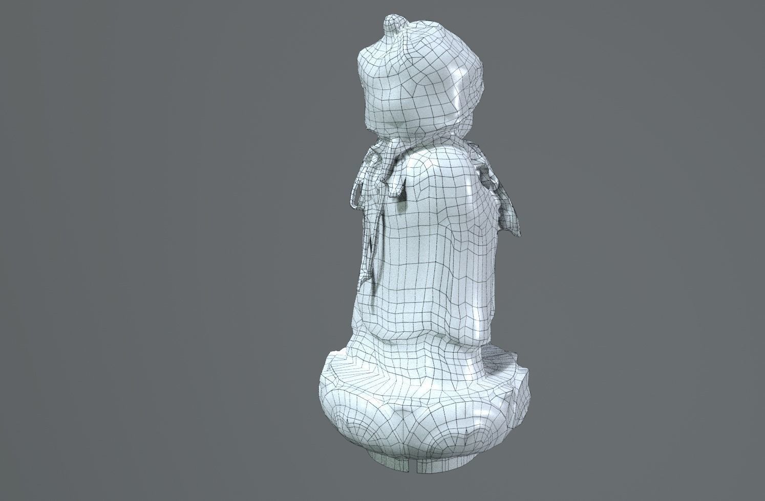Japanese Jizo Statue Low-poly 3D model_5