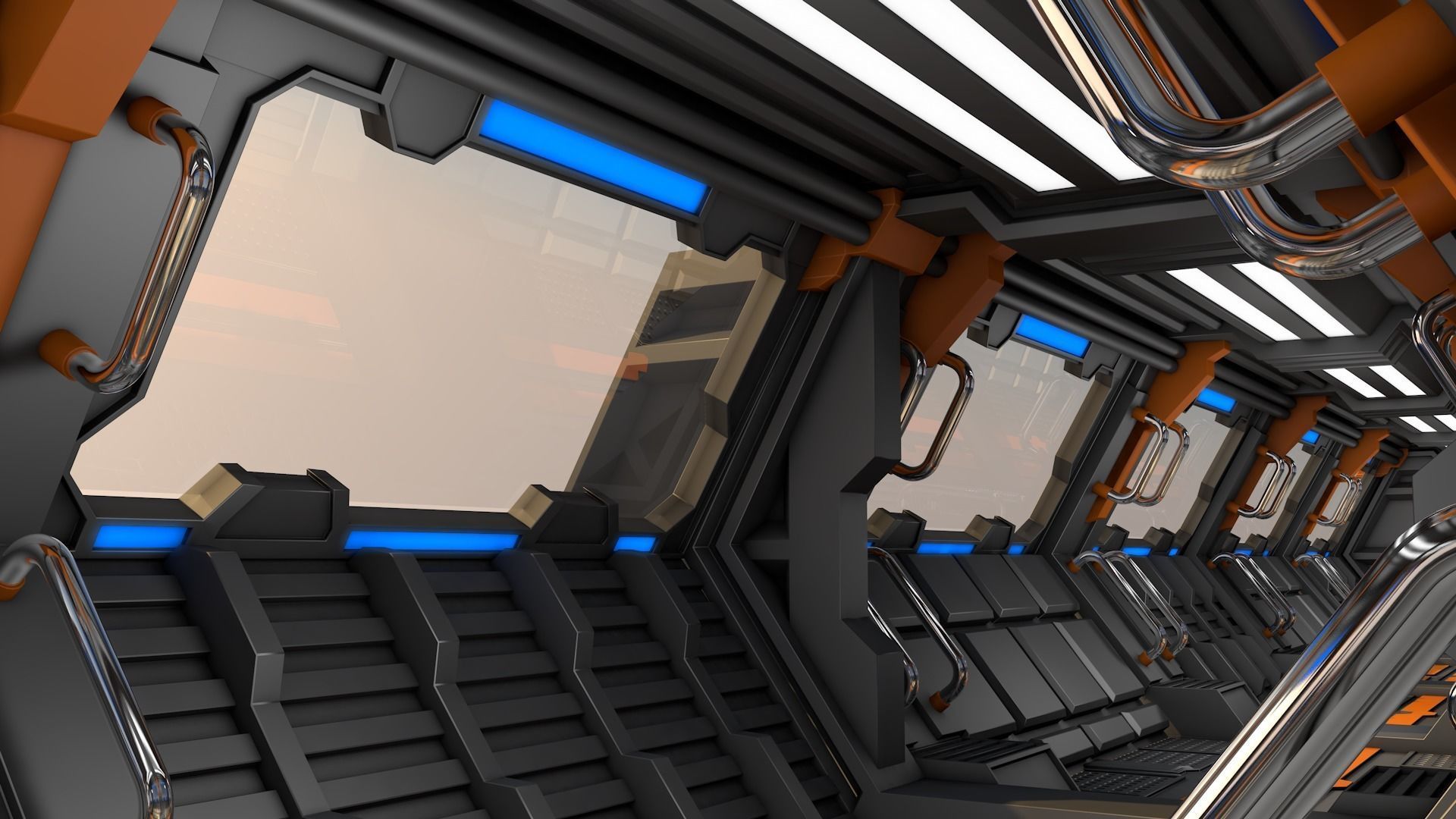 Sci Fi Corridor 3D model_6