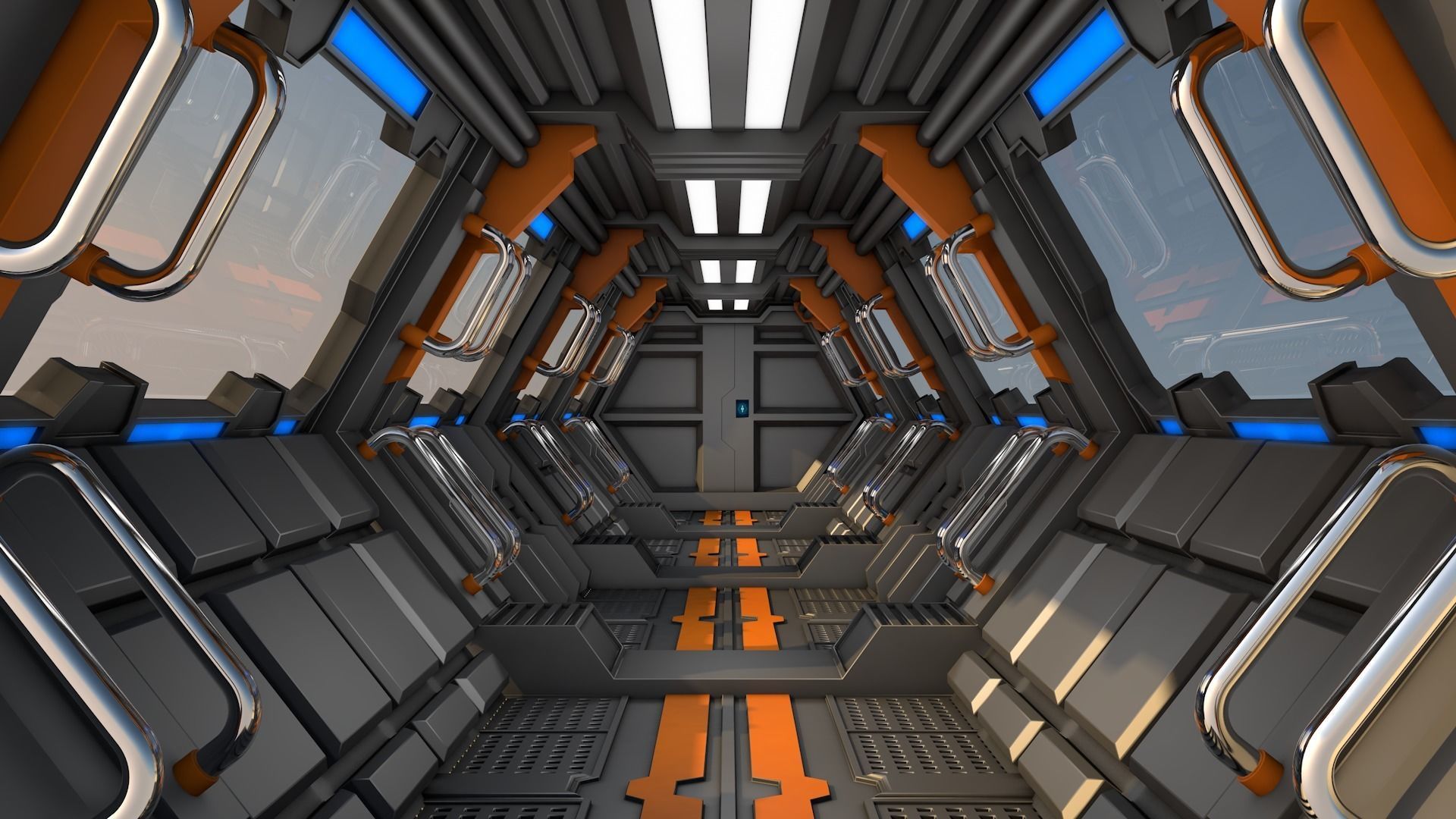 Sci Fi Corridor 3D model_1