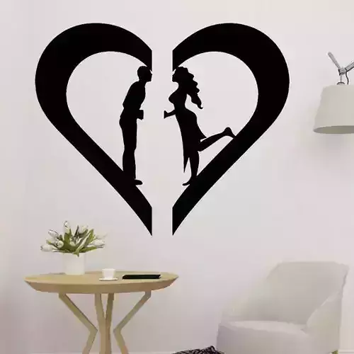 Couple With Hearth 2D art 3D print model