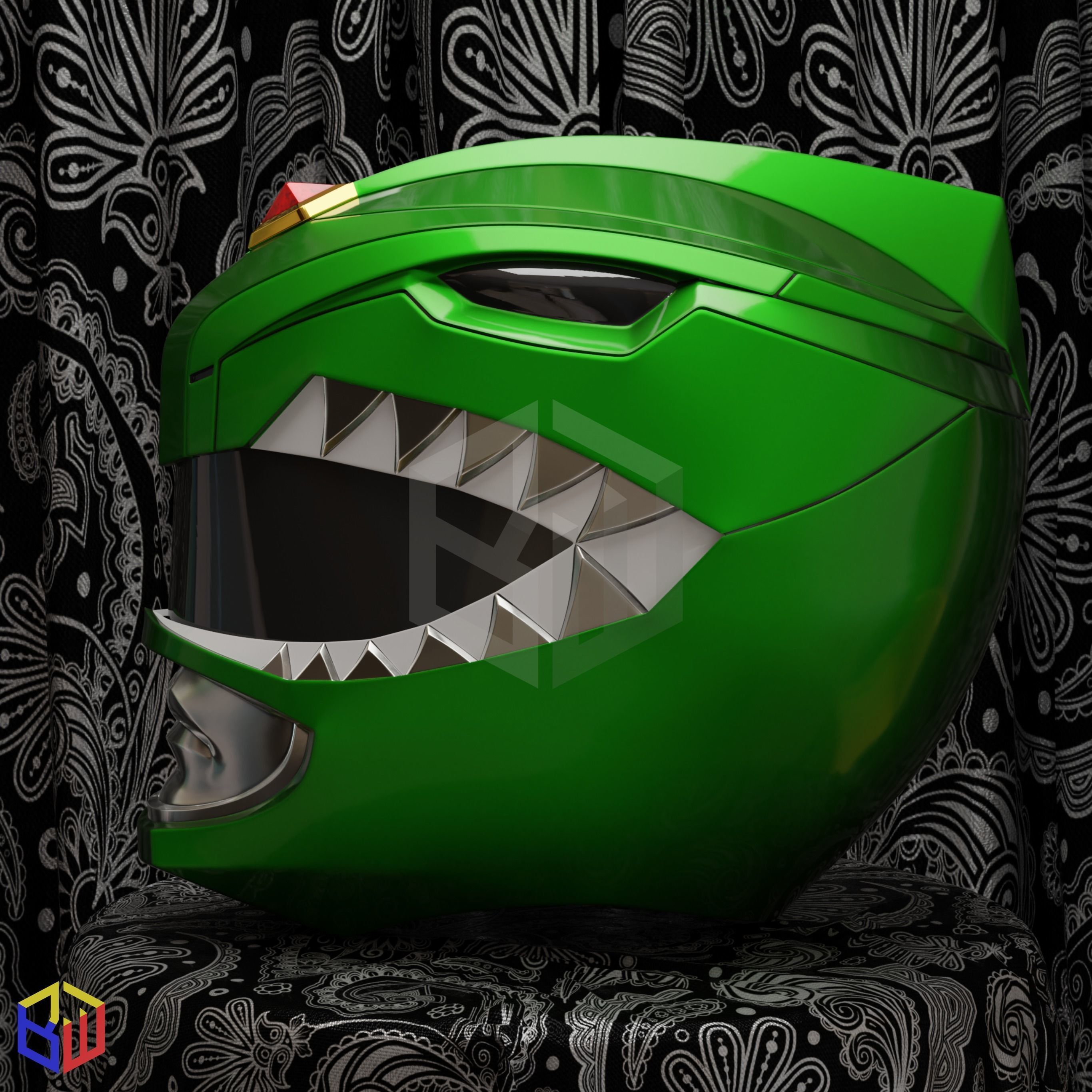 Tommy Oliver MMPR Green Ranger Helmet 3D print model_2