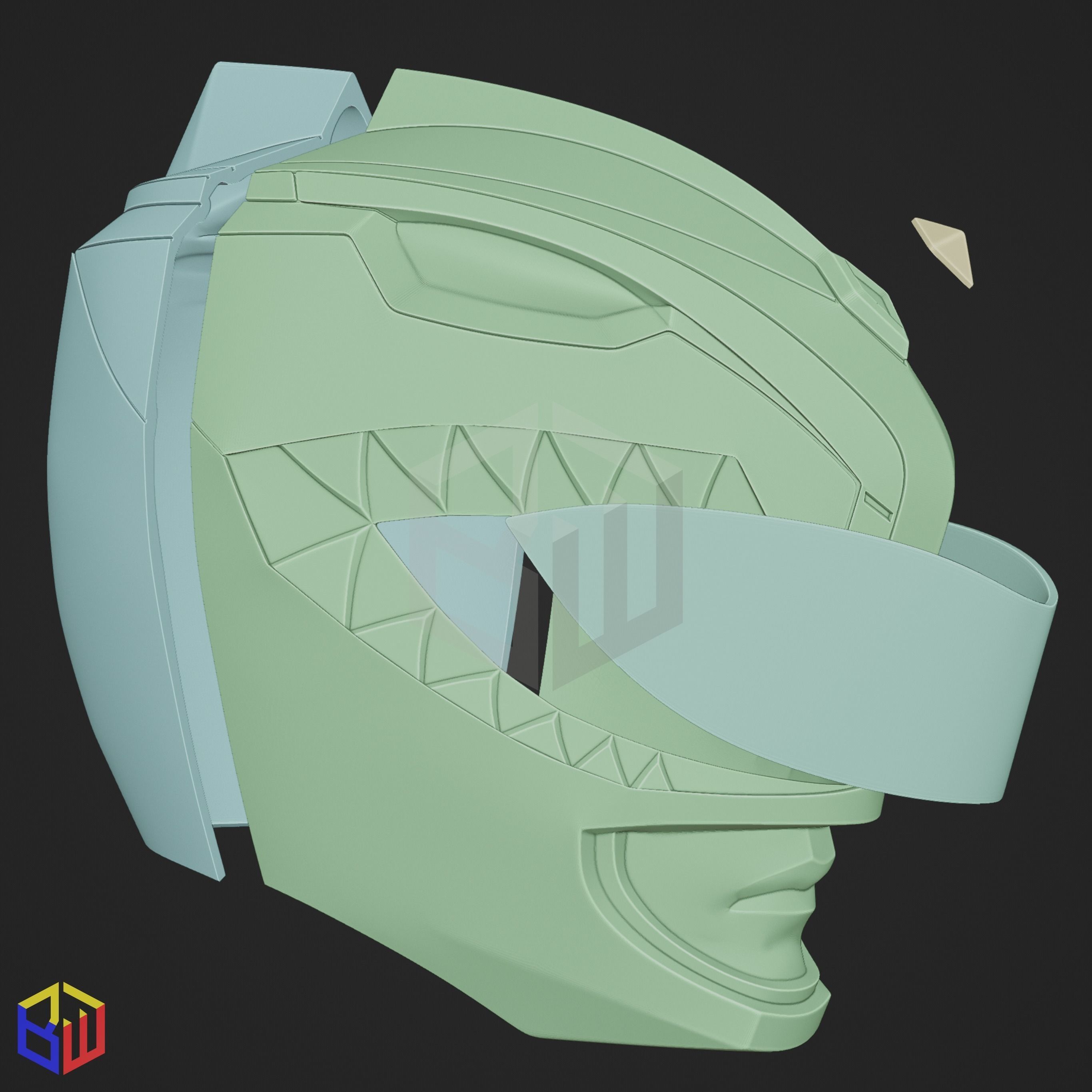 Tommy Oliver MMPR Green Ranger Helmet 3D print model_4