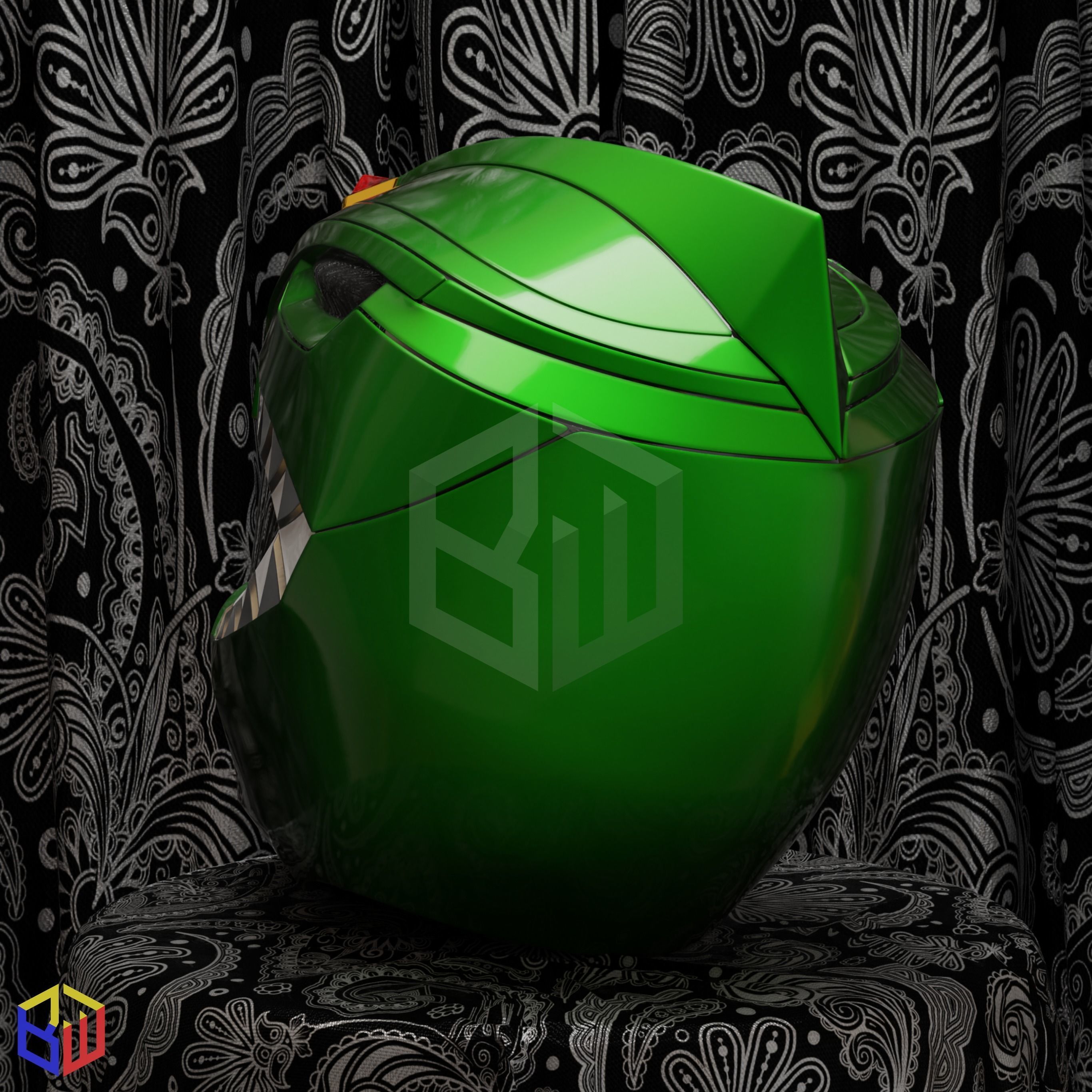 Tommy Oliver MMPR Green Ranger Helmet 3D print model_3