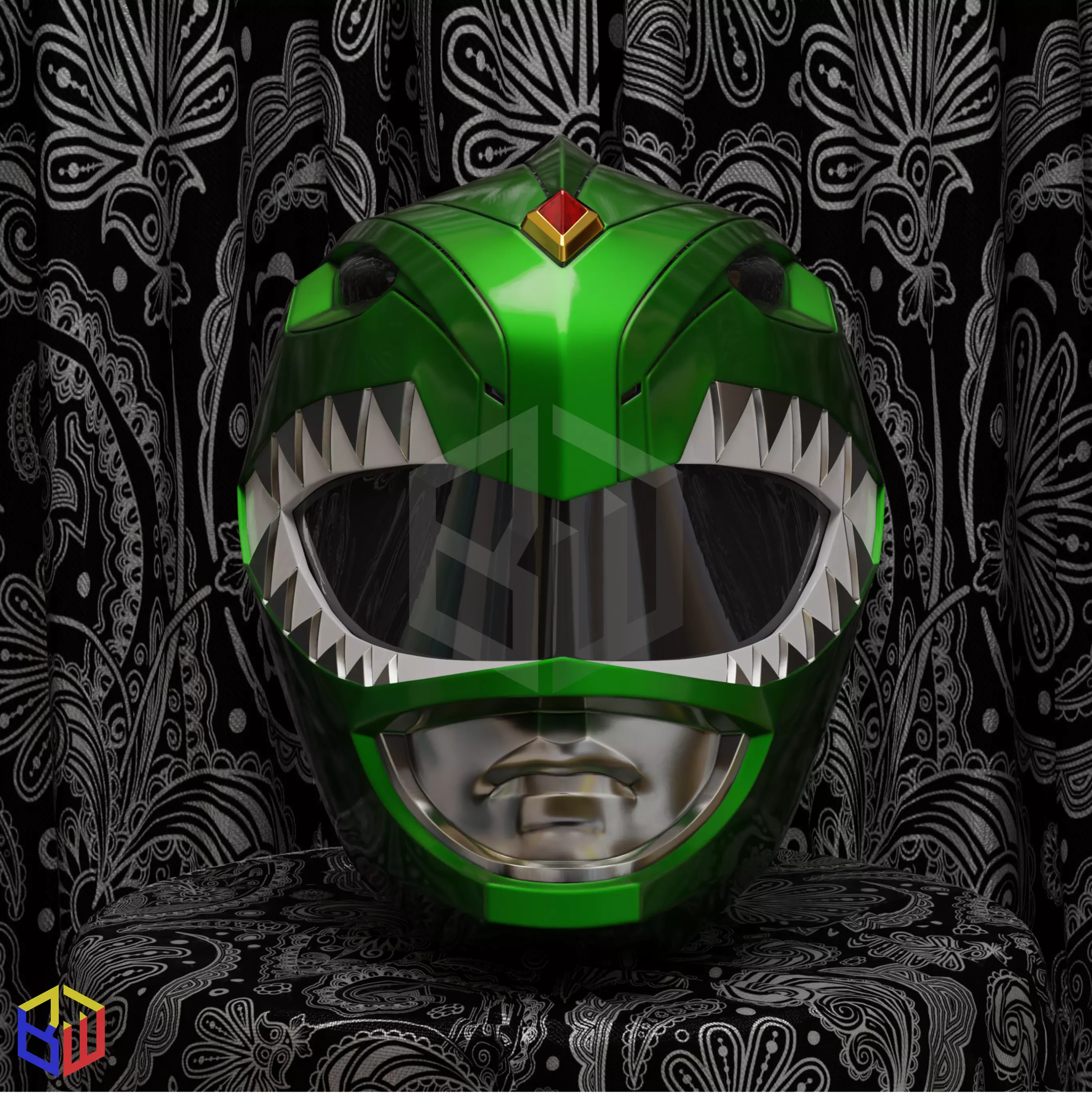 Tommy Oliver MMPR Green Ranger Helmet 3D print model_0