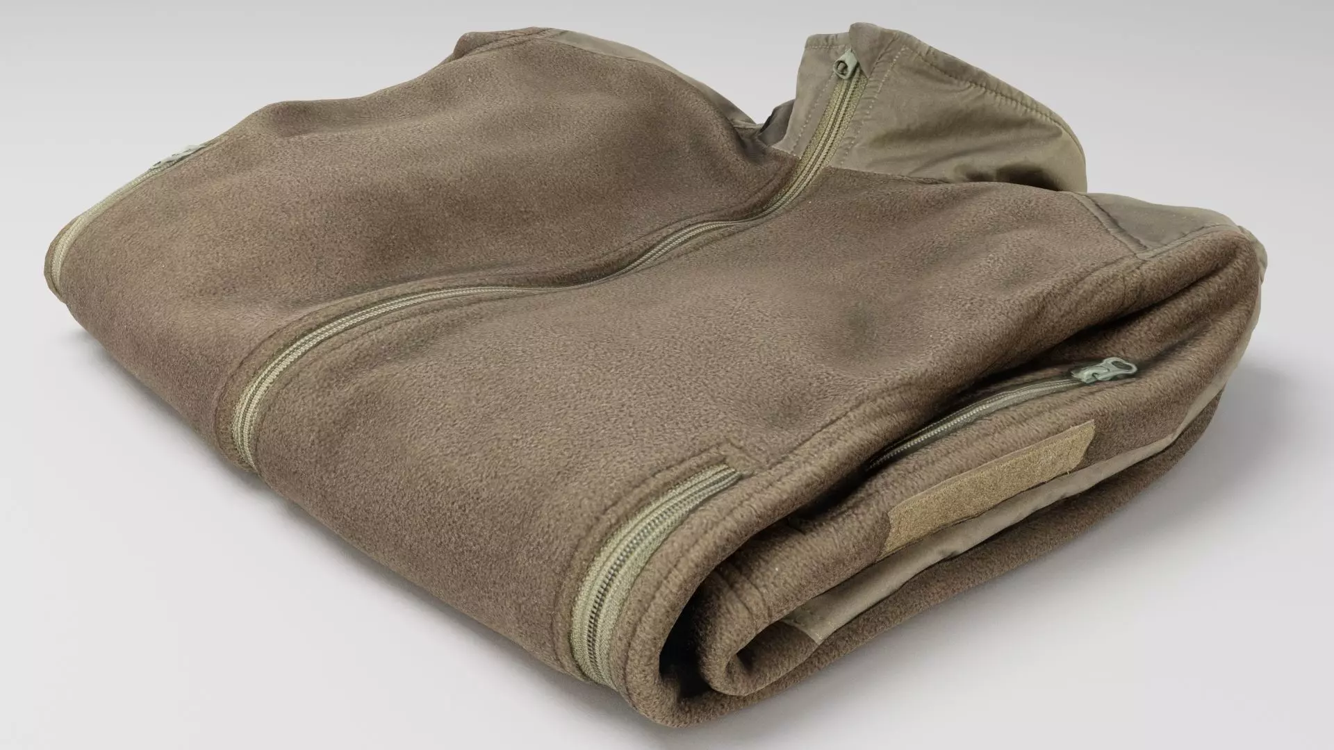 military tactical olive green fleece jacket sweatshirt soldier 3D model