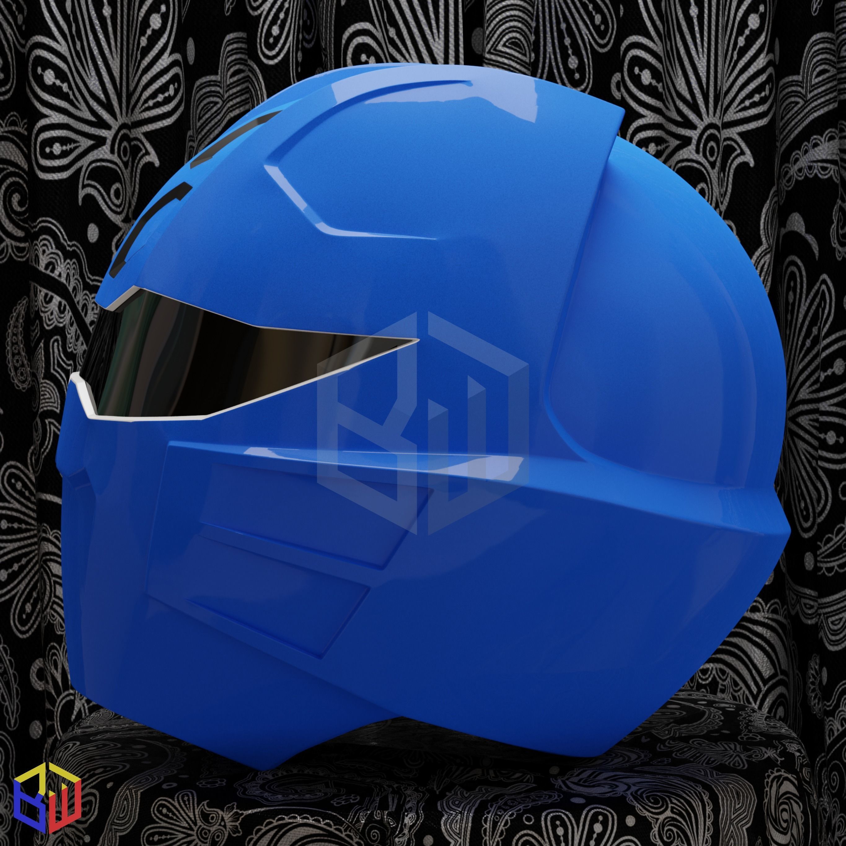 Power Rangers Jungle Fury Blue Ranger Helmet 3D print model_3