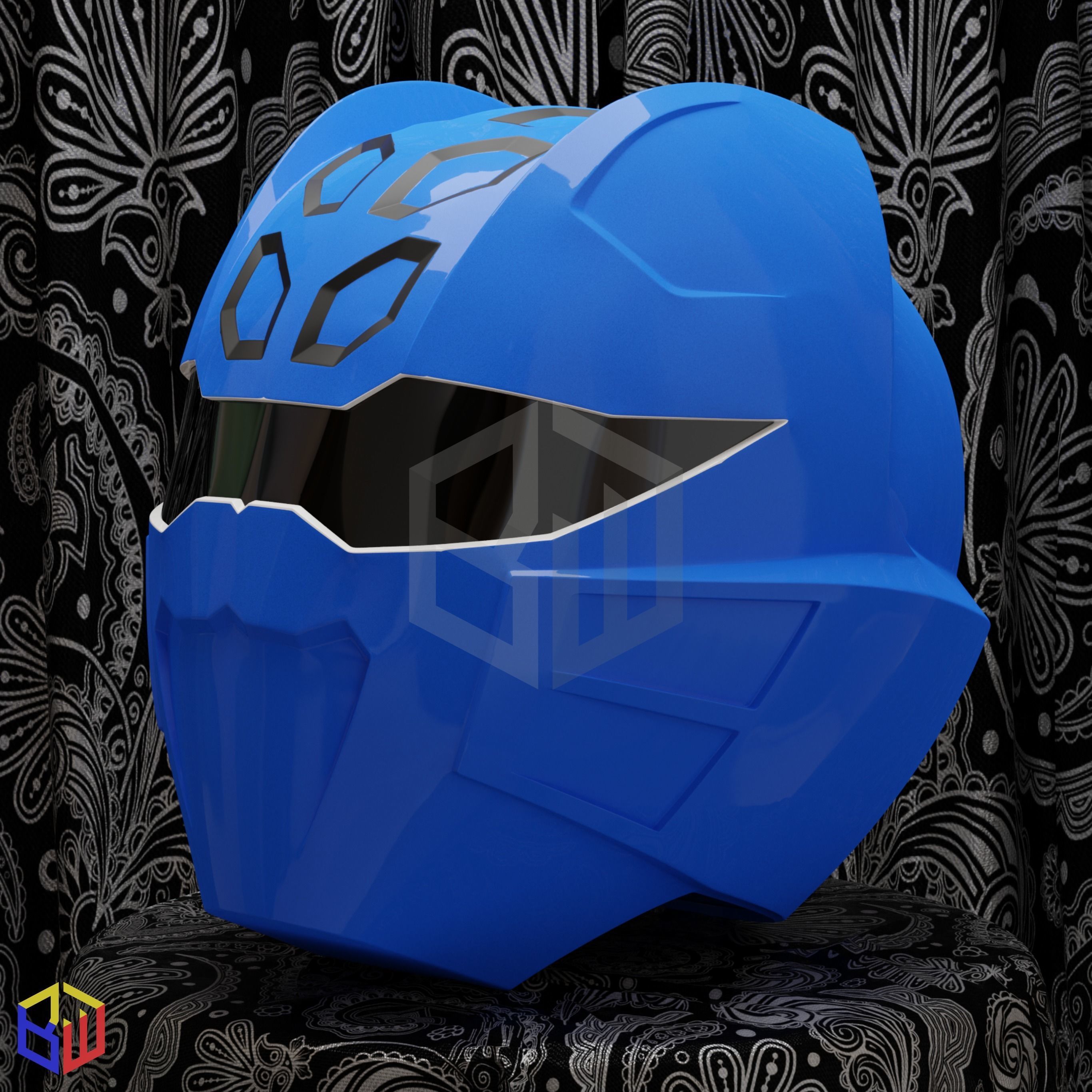 Power Rangers Jungle Fury Blue Ranger Helmet 3D print model_4