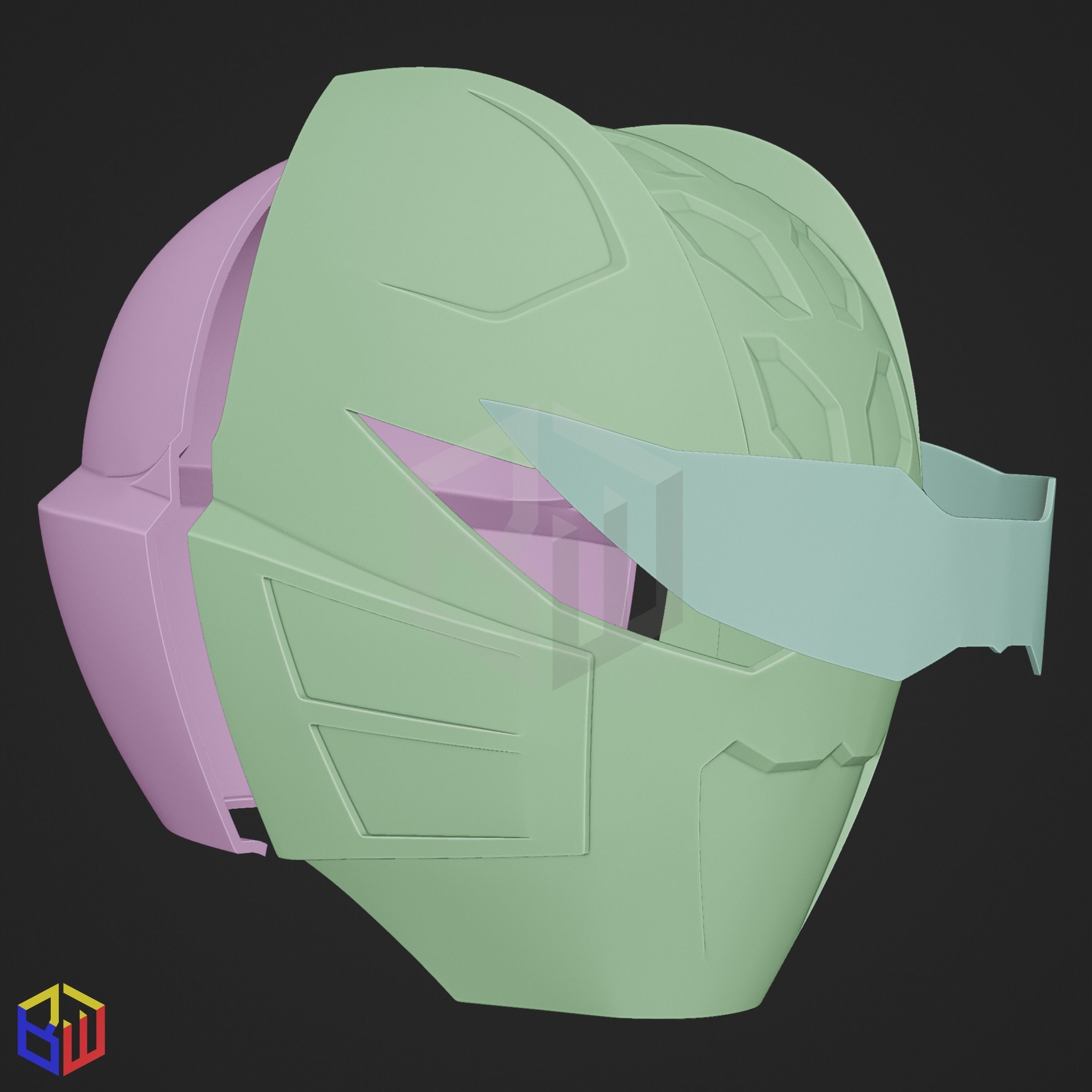 Power Rangers Jungle Fury Blue Ranger Helmet 3D print model_1