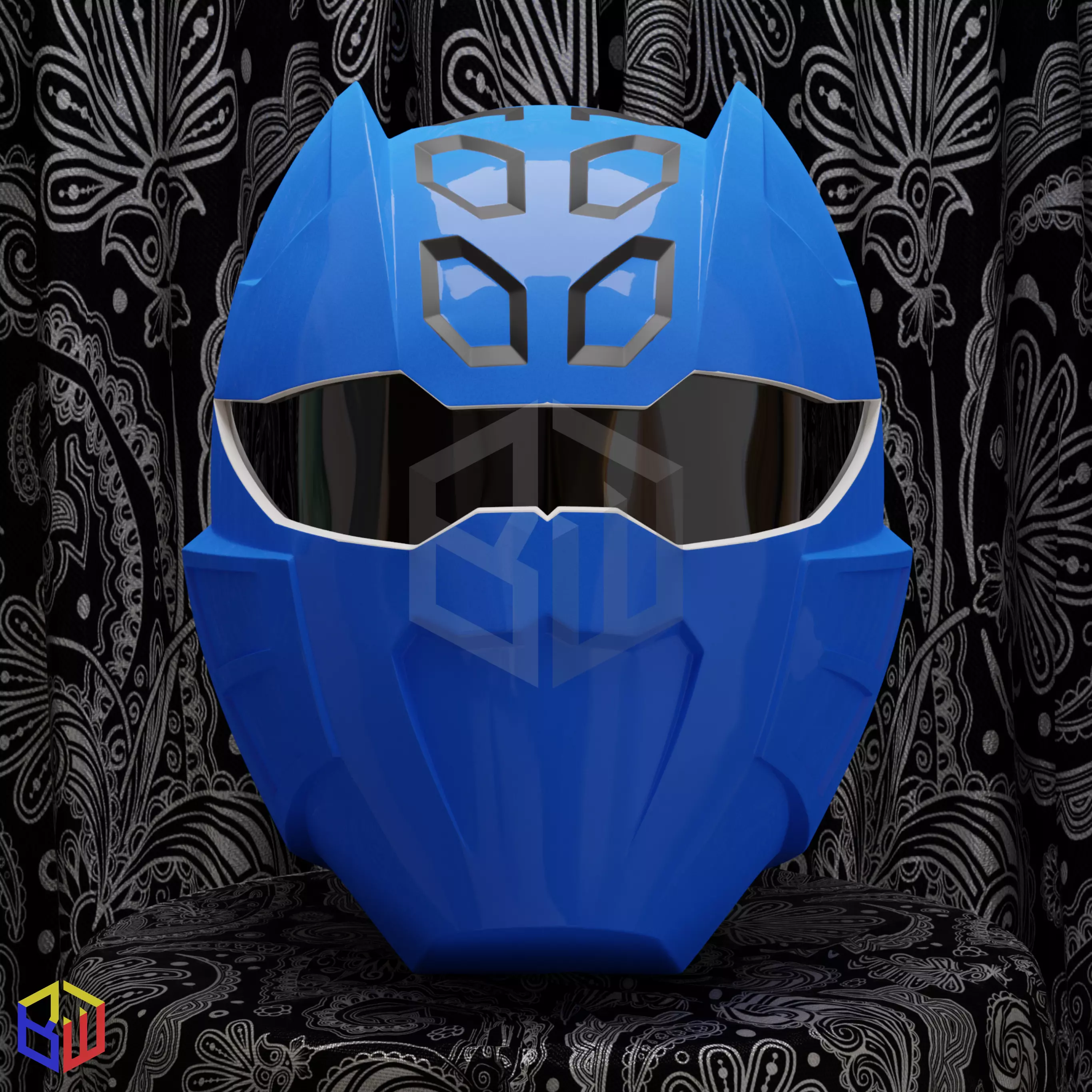 Power Rangers Jungle Fury Blue Ranger Helmet 3D print model_0
