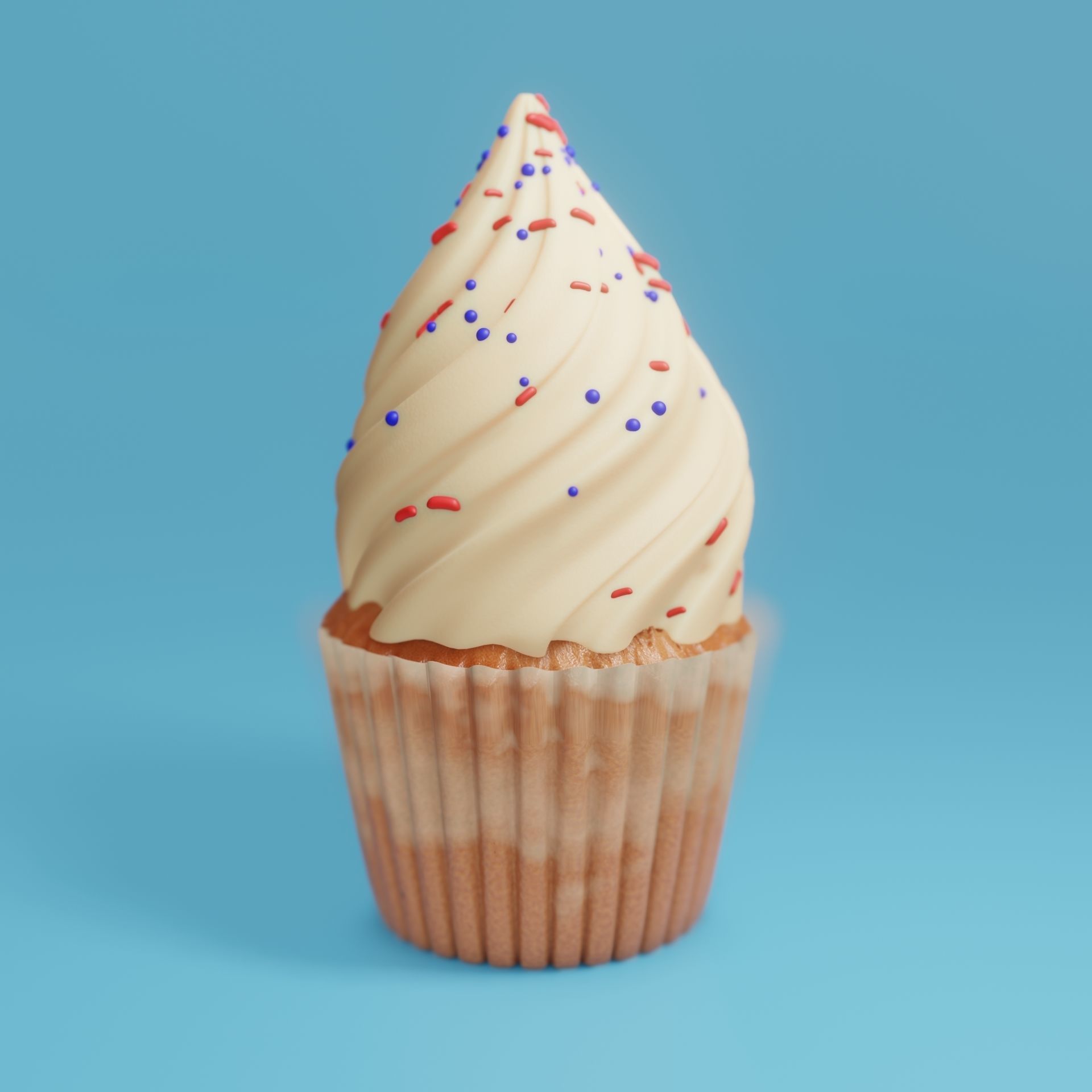 Cupcake Low-poly and 3D printable Low-poly 3D model_1