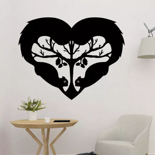 Heart With Two Squirrels 2D Decor 3D print model