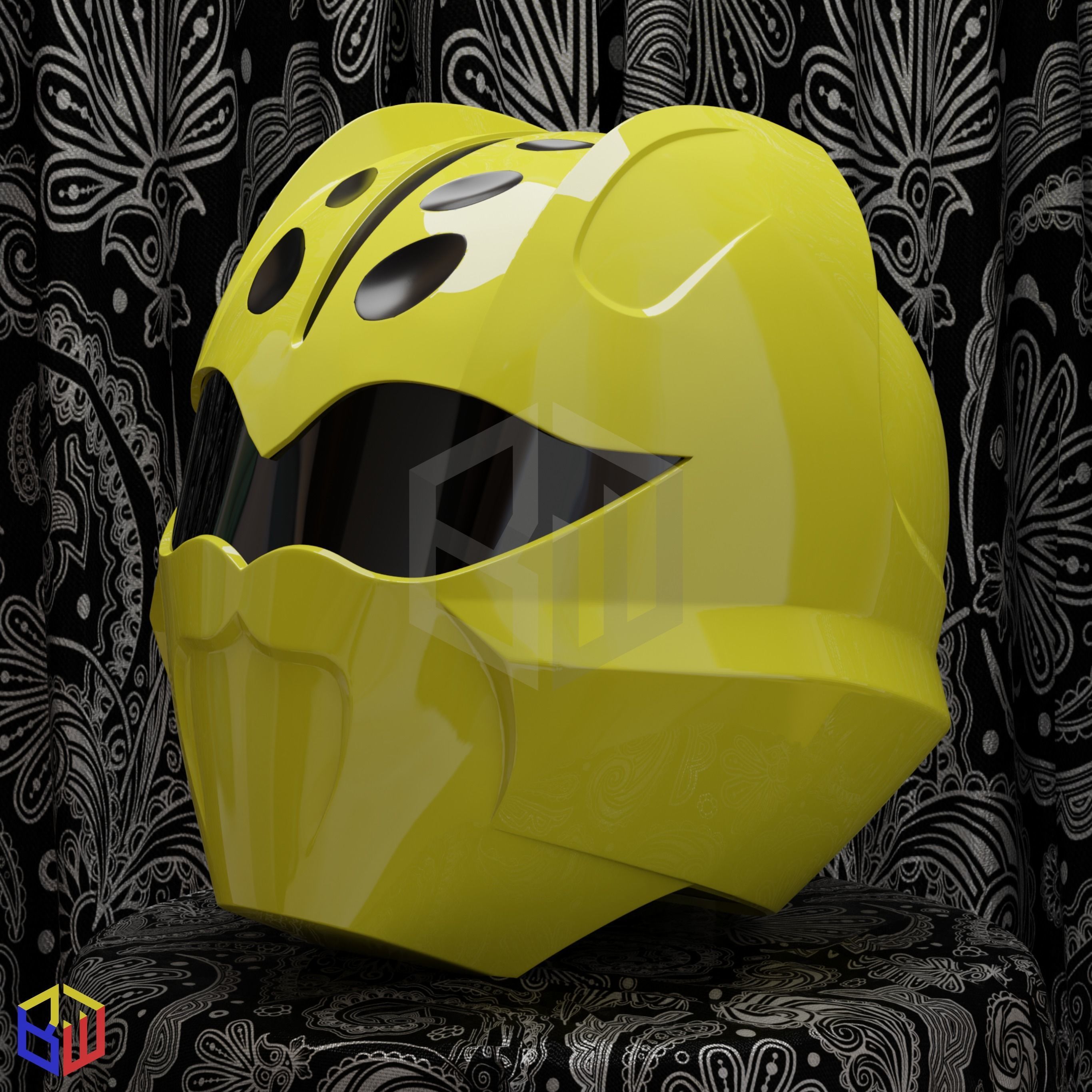 Power Rangers Jungle Fury Yellow Ranger Helmet 3D print model_1
