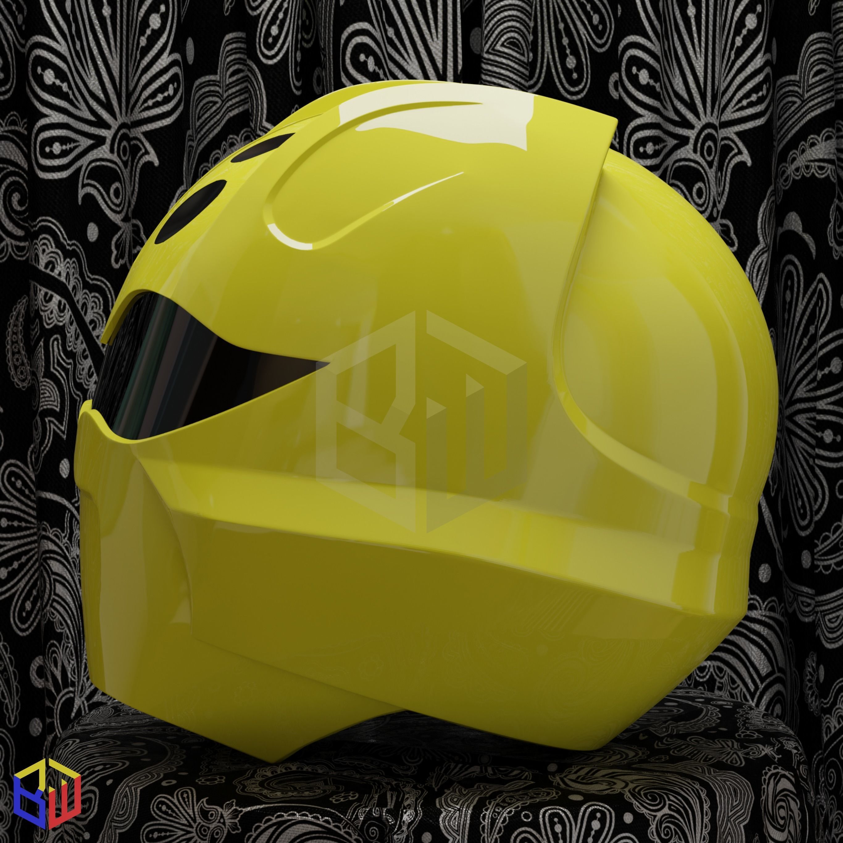 Power Rangers Jungle Fury Yellow Ranger Helmet 3D print model_2