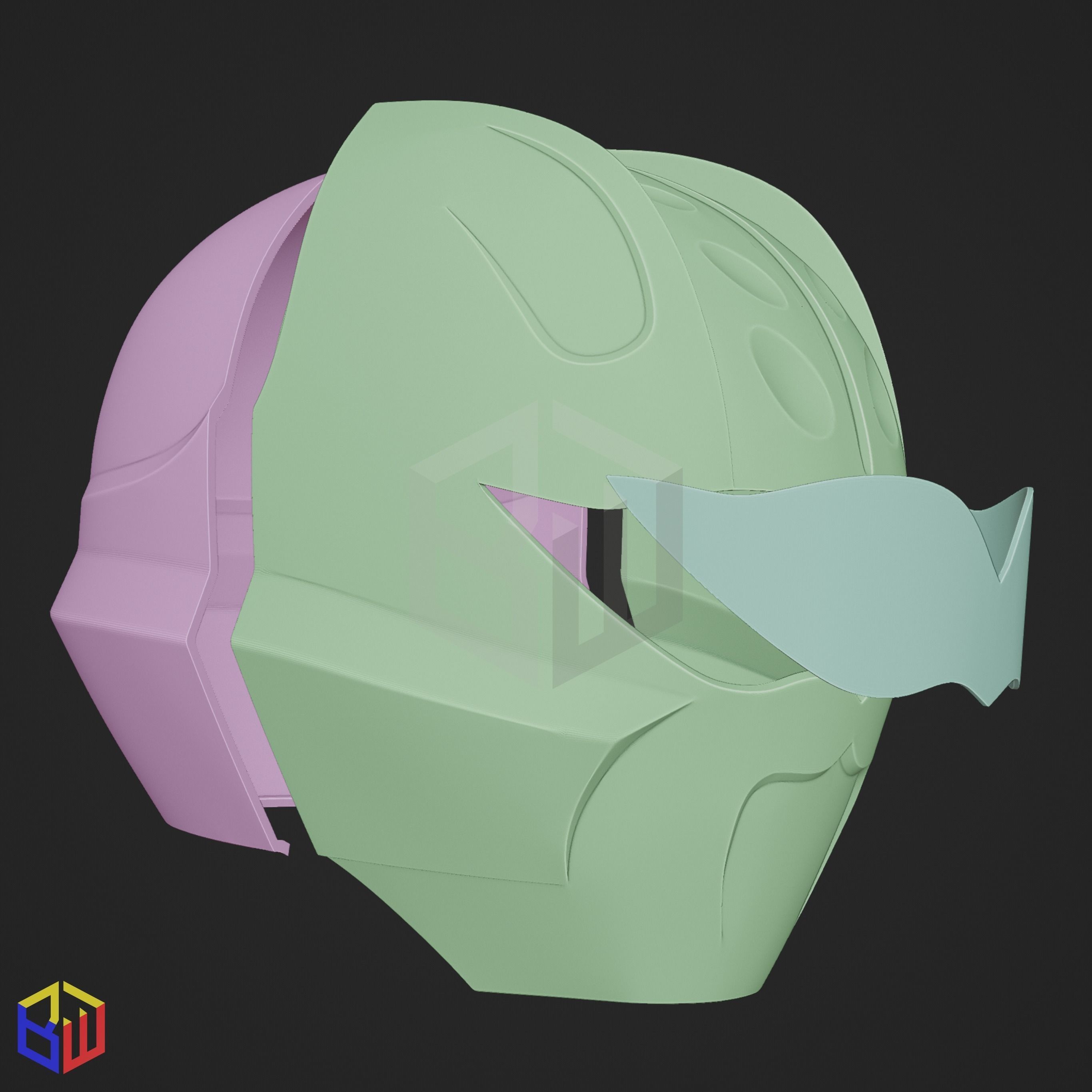 Power Rangers Jungle Fury Yellow Ranger Helmet 3D print model_4