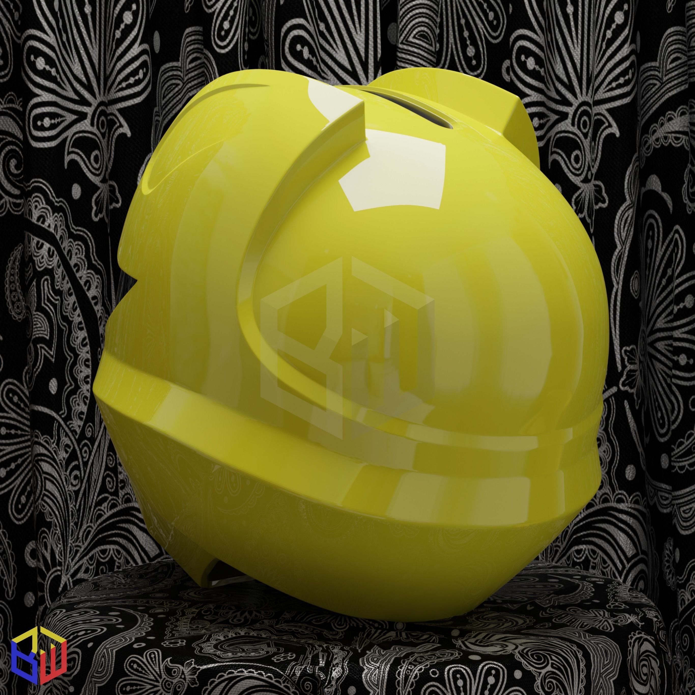 Power Rangers Jungle Fury Yellow Ranger Helmet 3D print model_3
