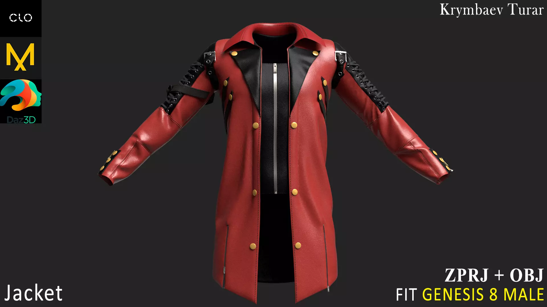 Jacket Marvelous Designer project 3D model_0