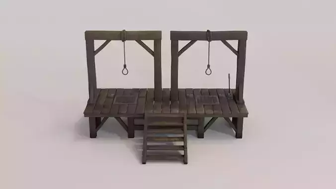 Gallows UE5 game ready with collision mesh Low-poly 3D model