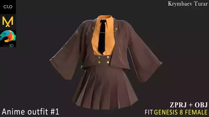 Female anime outfit Nubmer 1 Marvelous Designer project