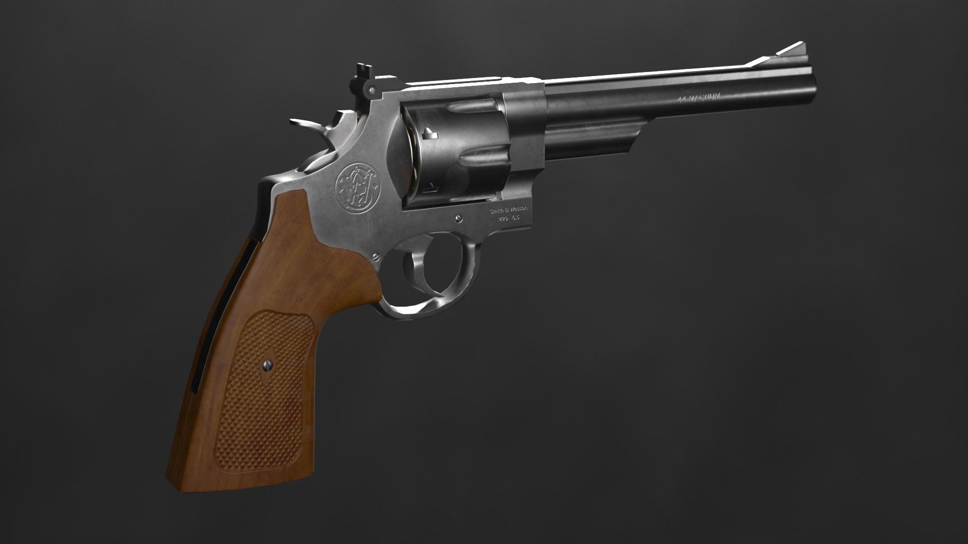 The revolver model is realistic Low-poly 3D model_12