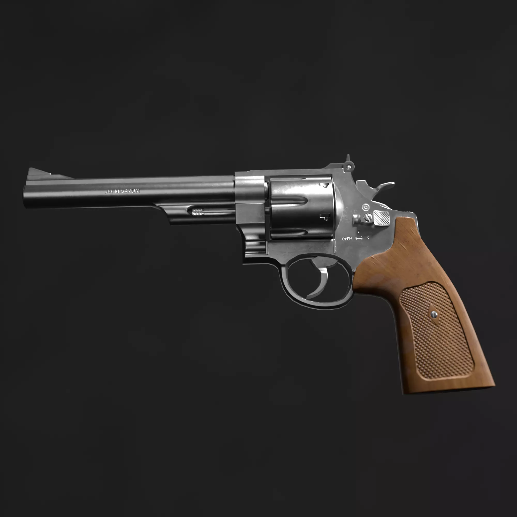The revolver model is realistic Low-poly 3D model_0
