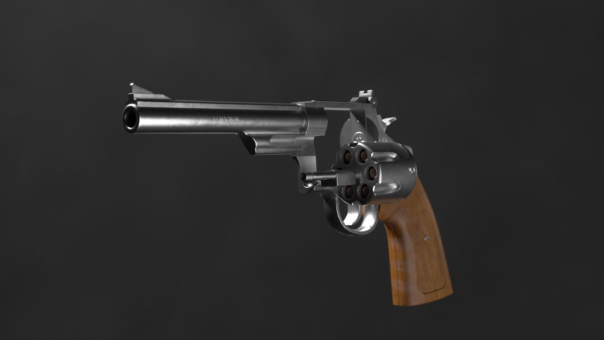 The revolver model is realistic Low-poly 3D model_5