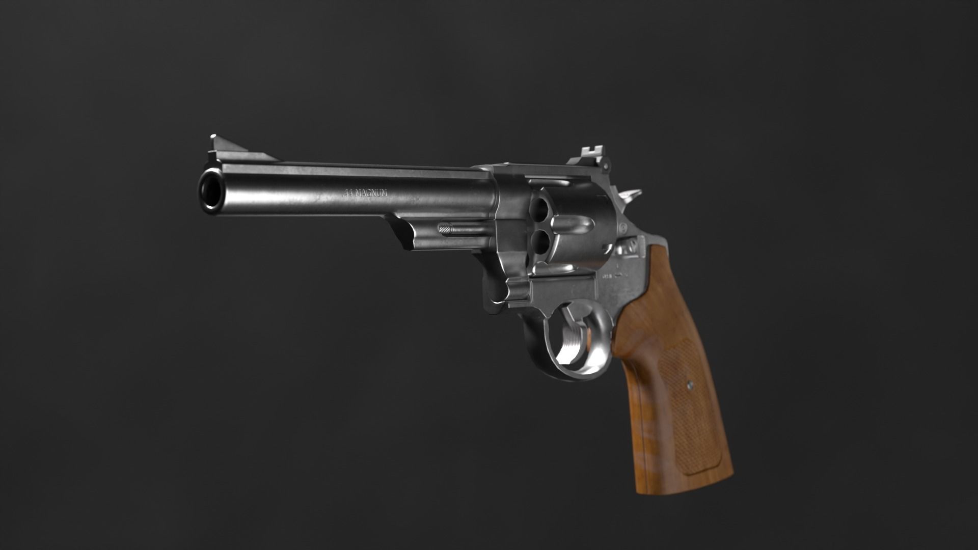 The revolver model is realistic Low-poly 3D model_3