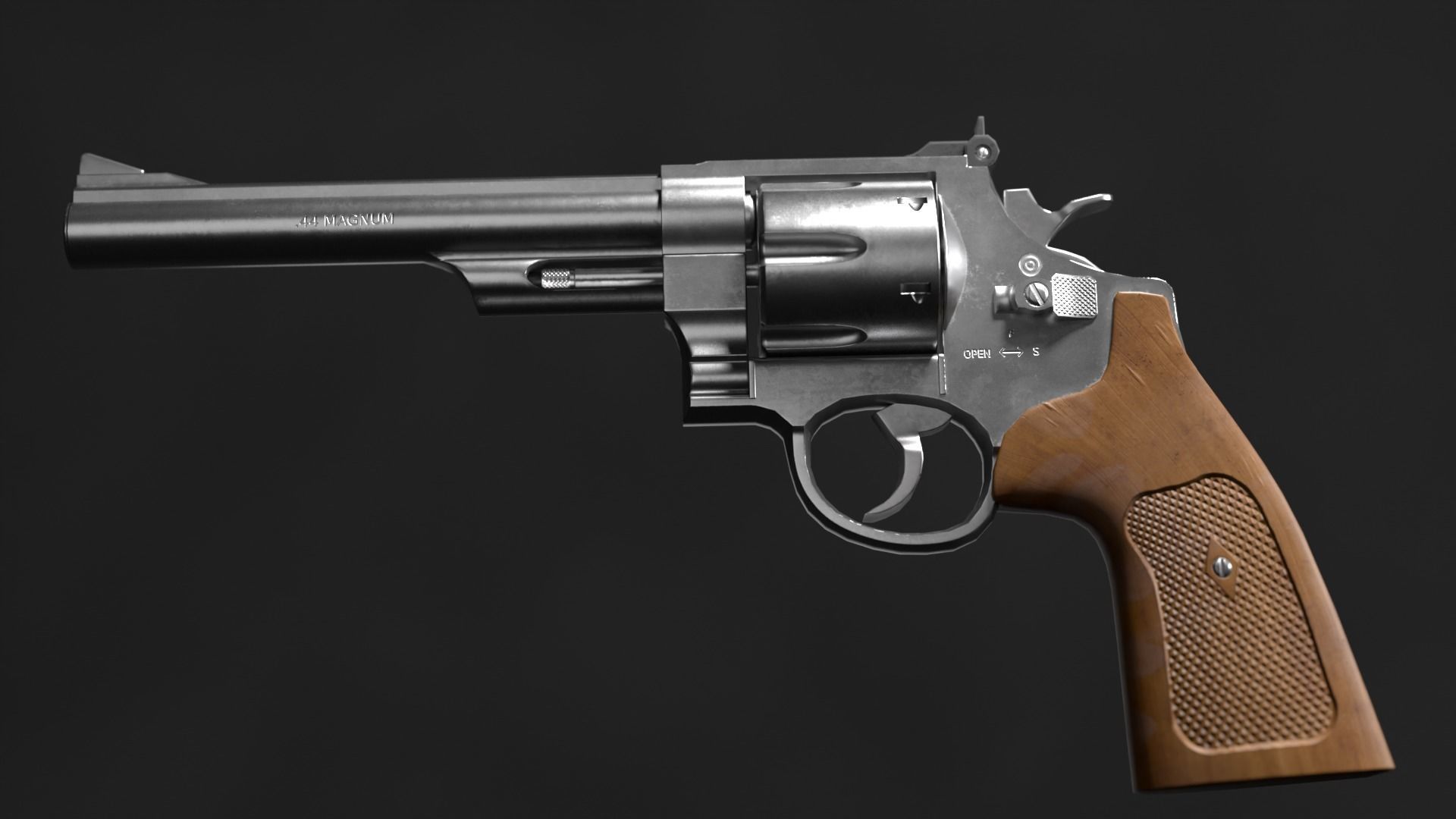 The revolver model is realistic Low-poly 3D model_2