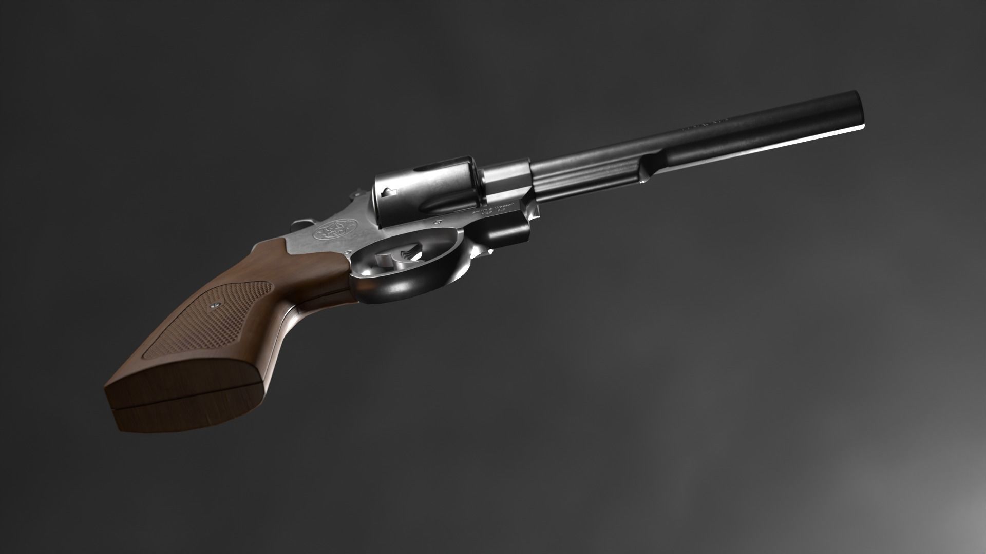The revolver model is realistic Low-poly 3D model_14