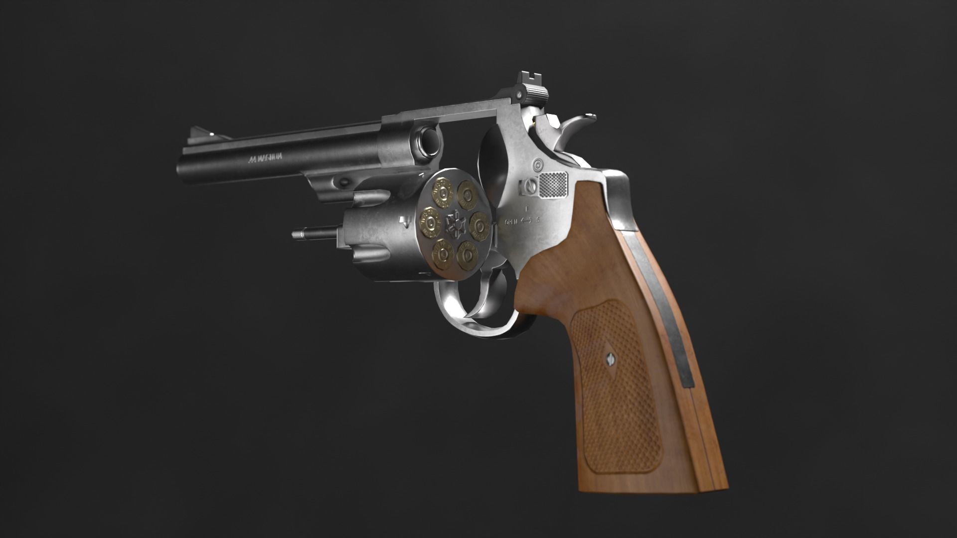 The revolver model is realistic Low-poly 3D model_8