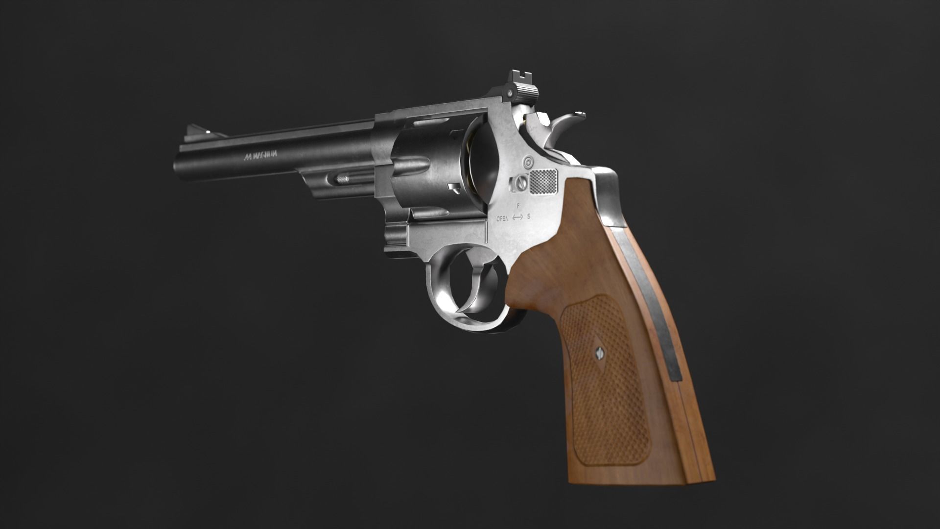 The revolver model is realistic Low-poly 3D model_9