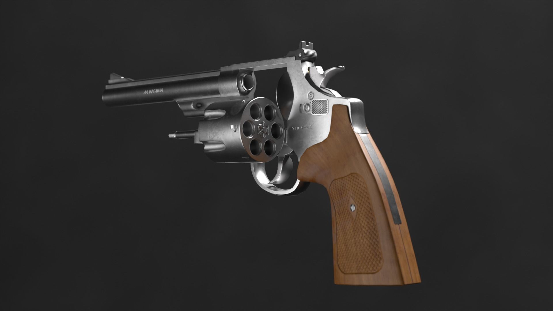 The revolver model is realistic Low-poly 3D model_7