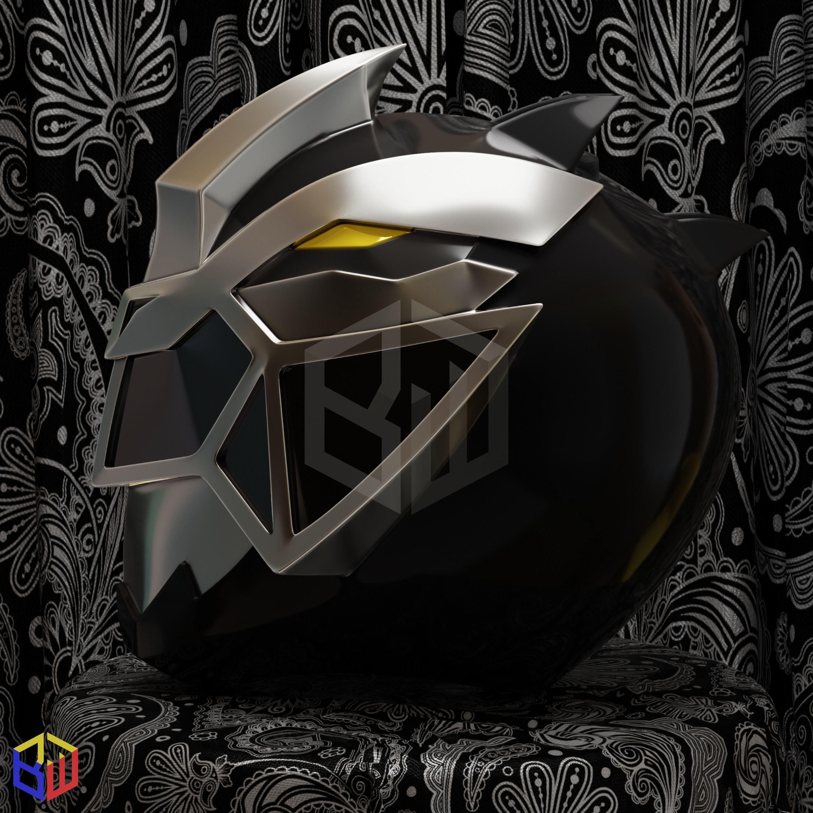 Power Rangers Dino Fury Black Ranger Helmet 3D print model_2