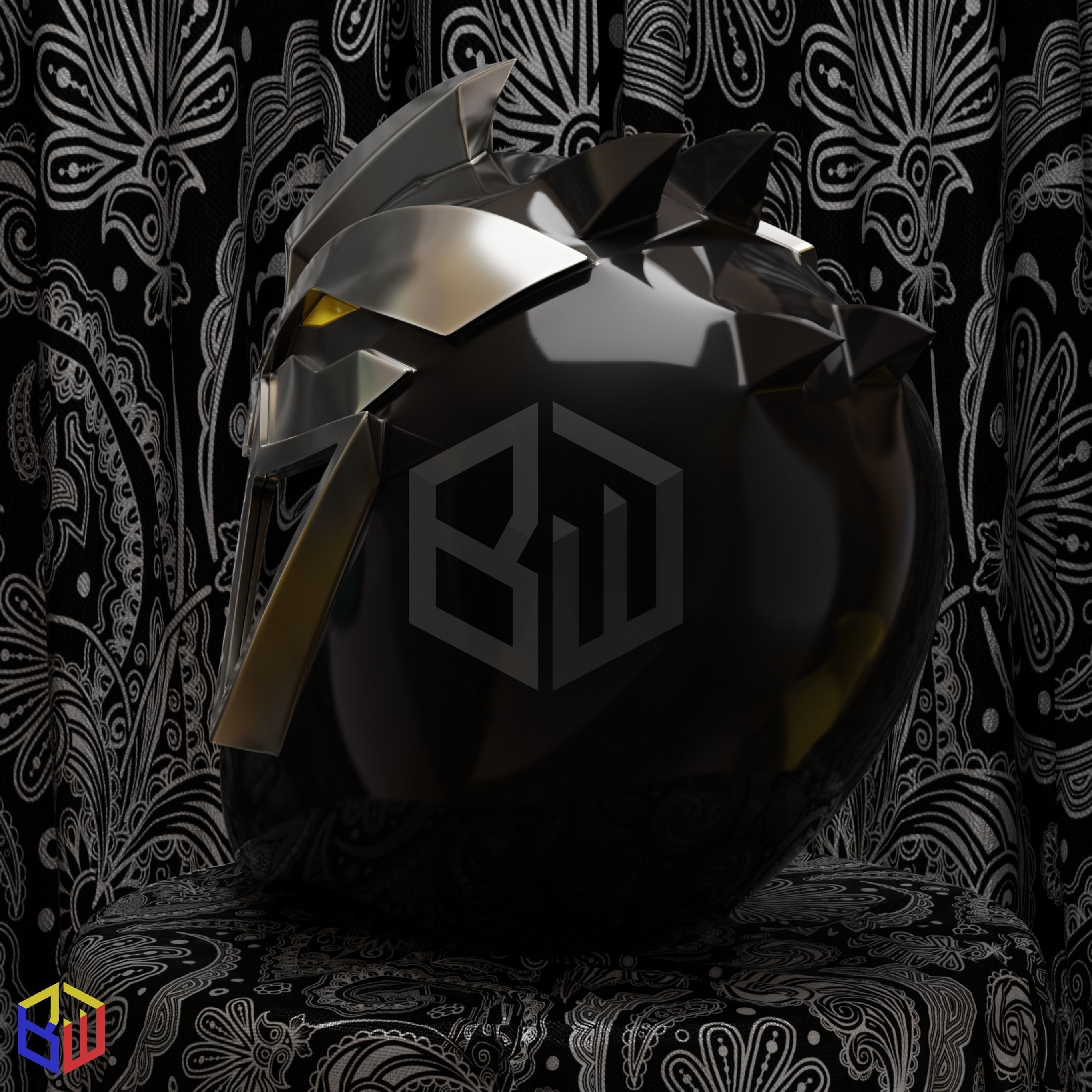 Power Rangers Dino Fury Black Ranger Helmet 3D print model_3