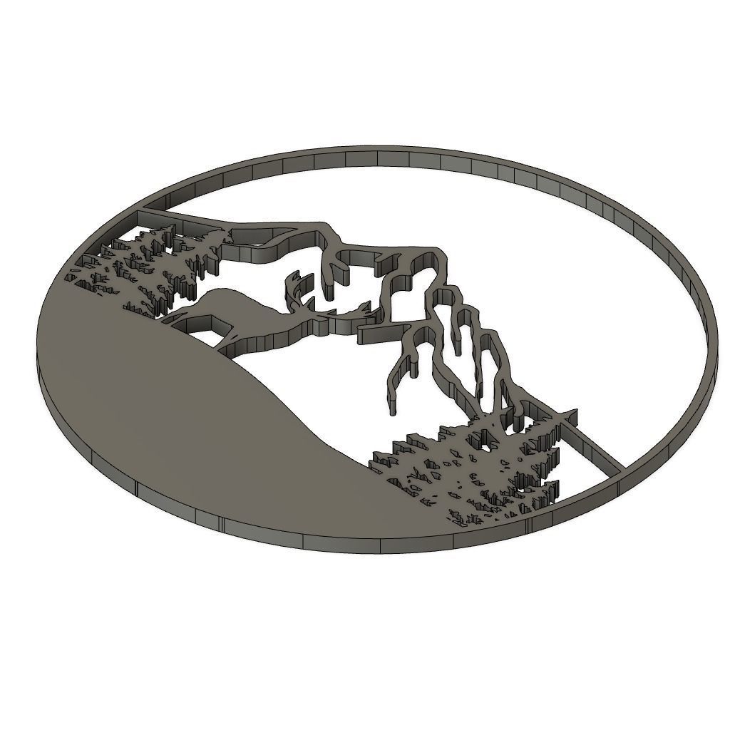 Deer And Forest 2D Decoration 3D print model_1