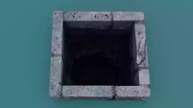 4K Concrete Brick Hole Well Photoscan 