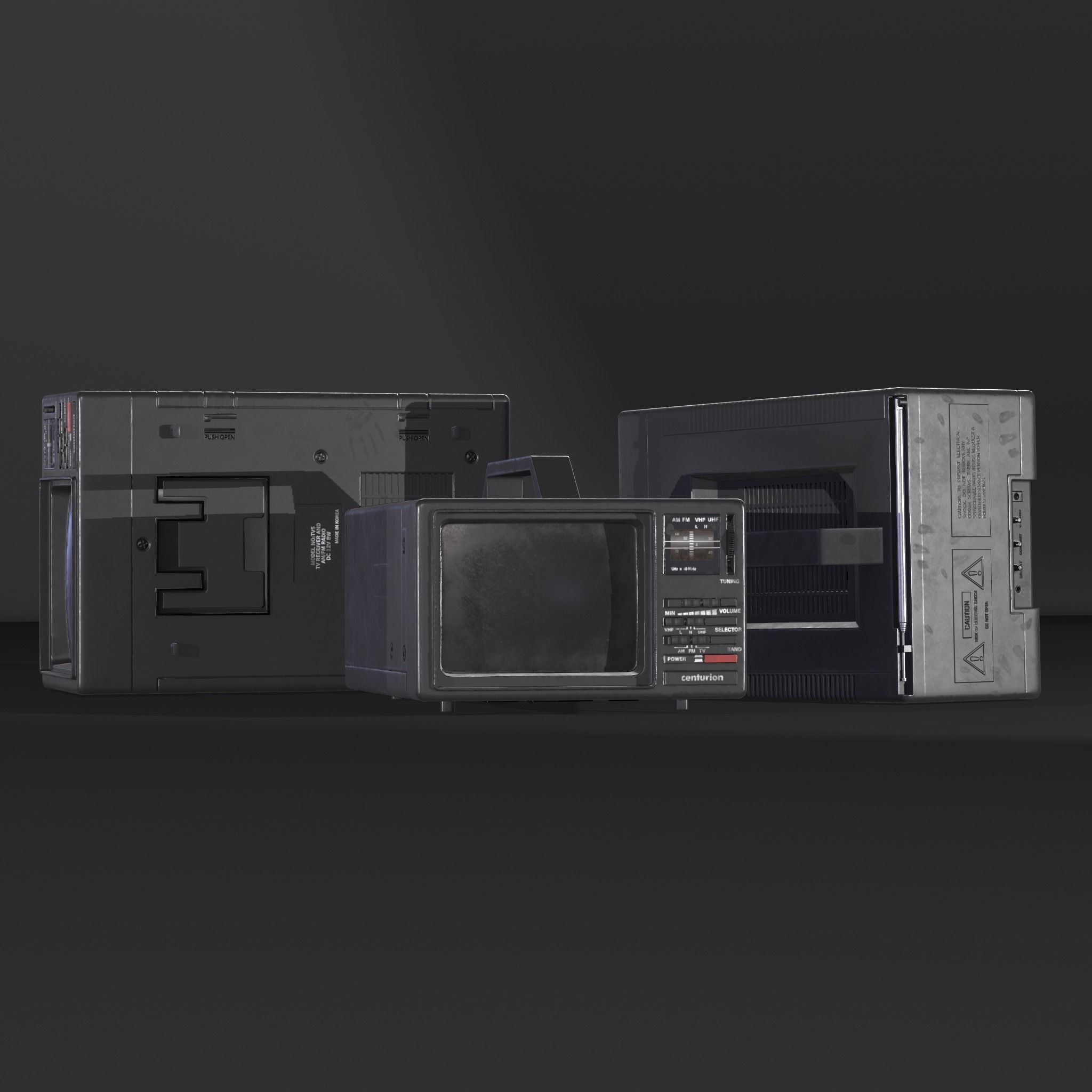 Old Retro TV Low-poly 3D model_2