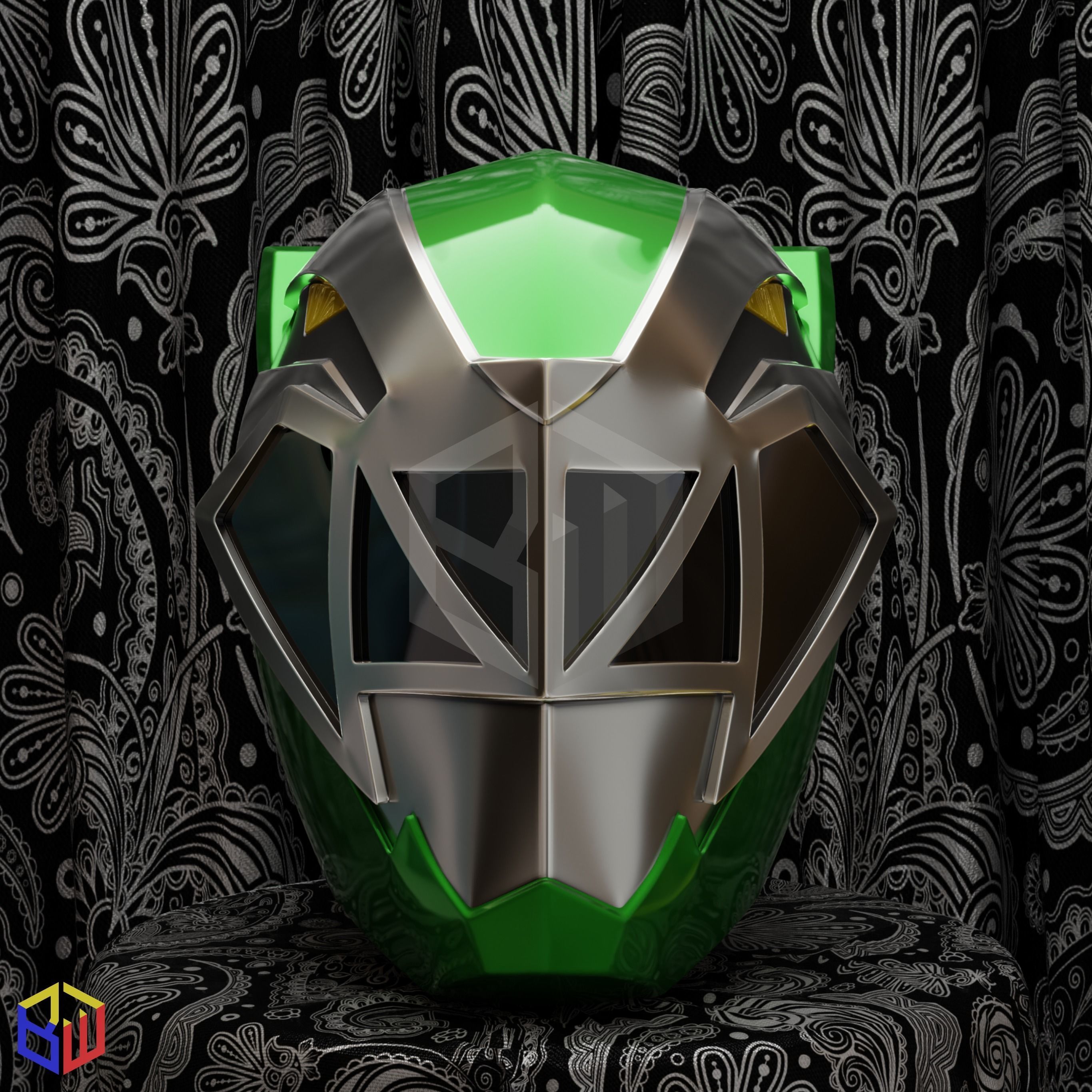 Power Rangers Dino Fury Green Ranger Helmet 3D print model_3