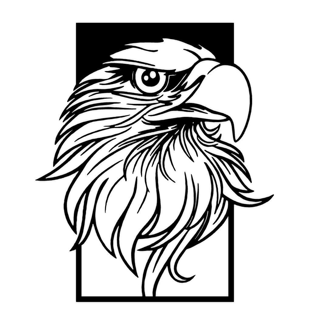 Eagle Head Wall Sculpture 2D 3D print model_2