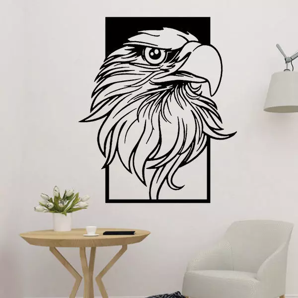 Eagle Head Wall Sculpture 2D 3D print model_0